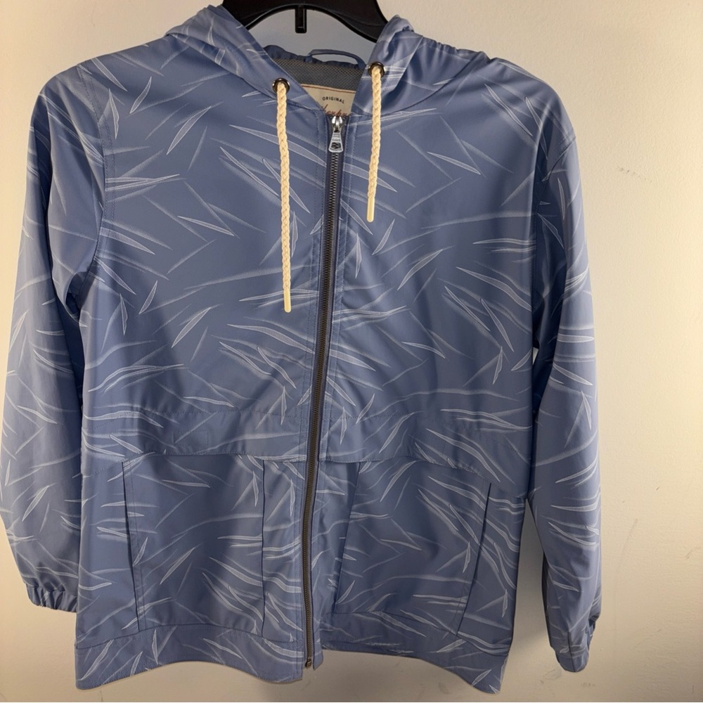 Weatherproof Light Blue Hooded Zip Jacket with Feather Print size M